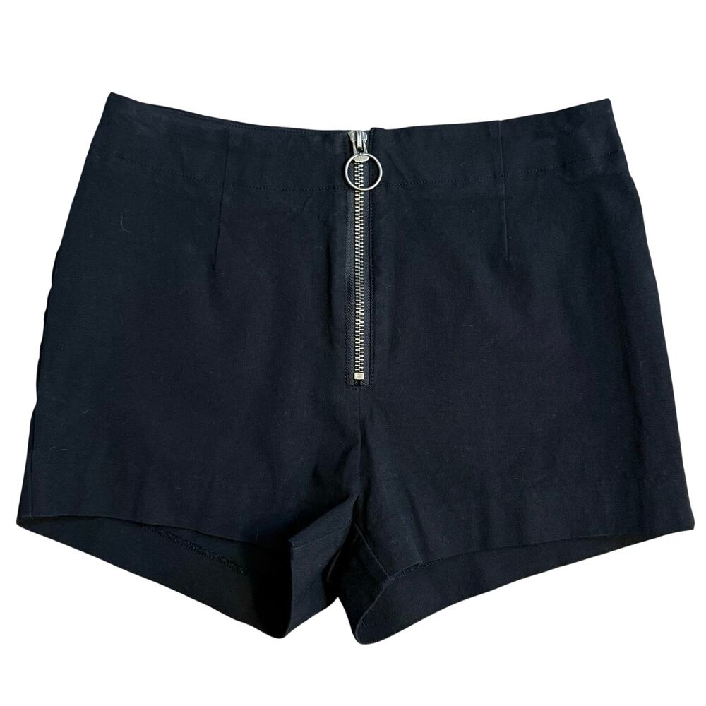 Maeve Zippered Micro Shorts 2" Inseam Summer Punk Anthropologie Black Women's 2